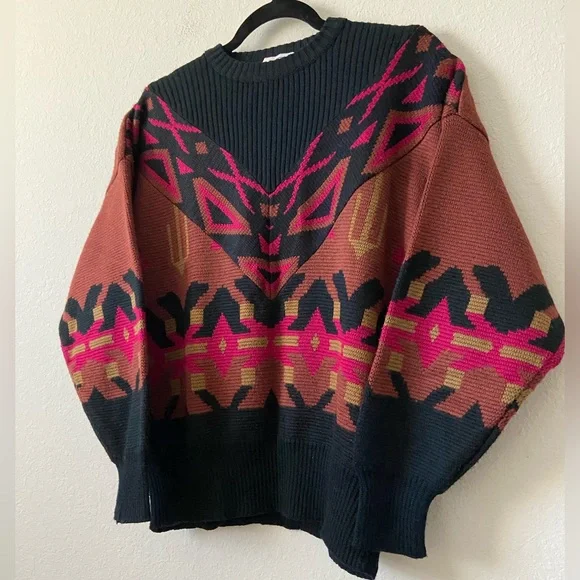 Bogner Vintage 80s Jacquard Knit Ski Sweater Desert Cactus Design Wool Sweater - Picture 5 of 14